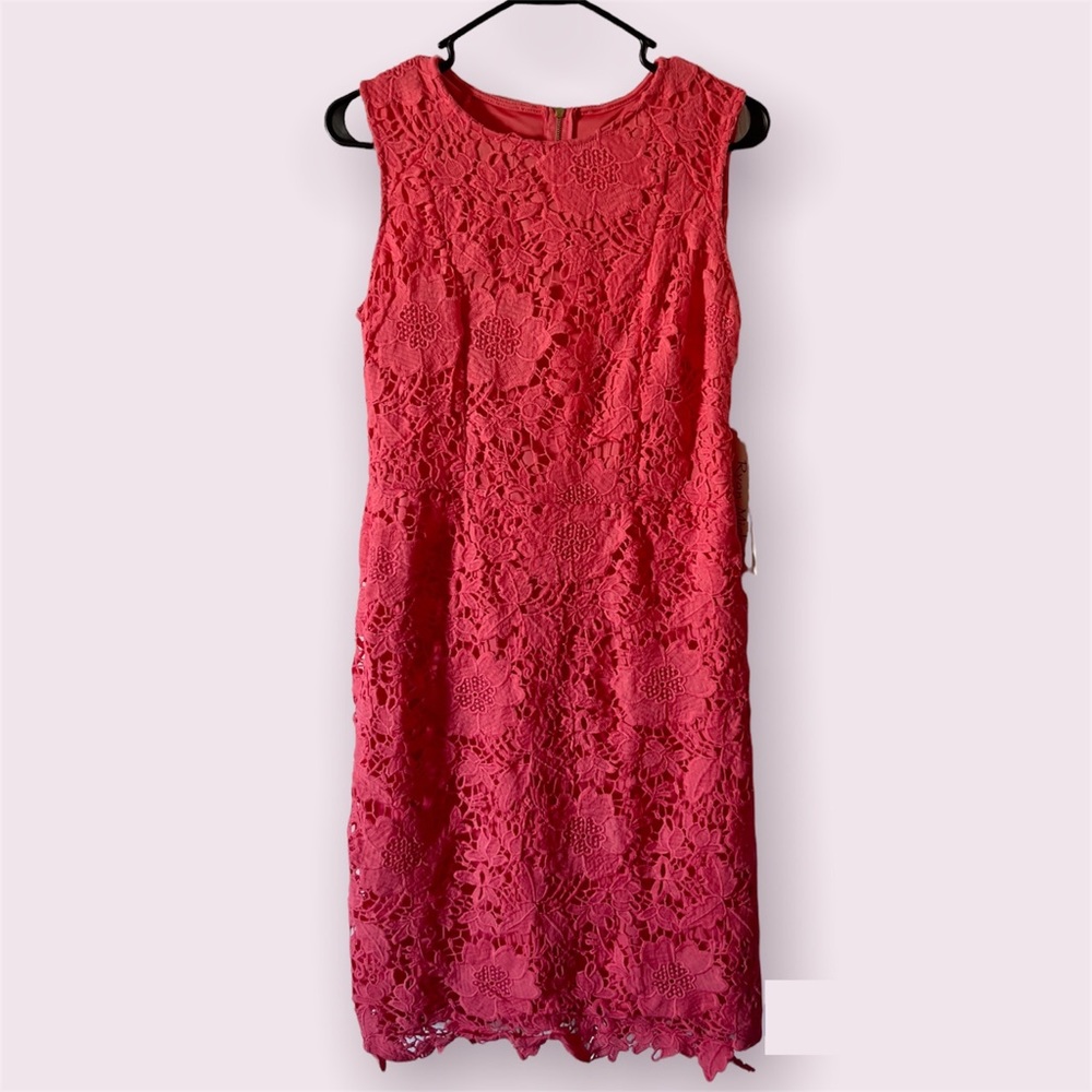 Ryan Michelle Pink/Coral Lace Dress Large NWT
